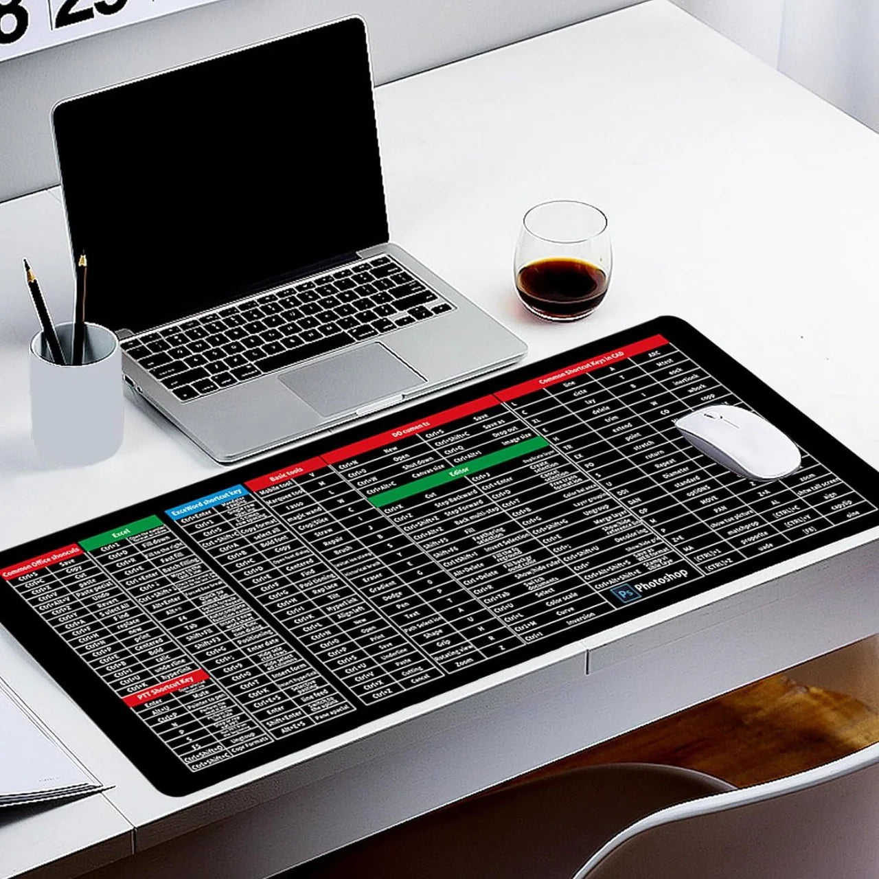 Mouse Pad with English Shortcut Keys Keyboard (Large Size)