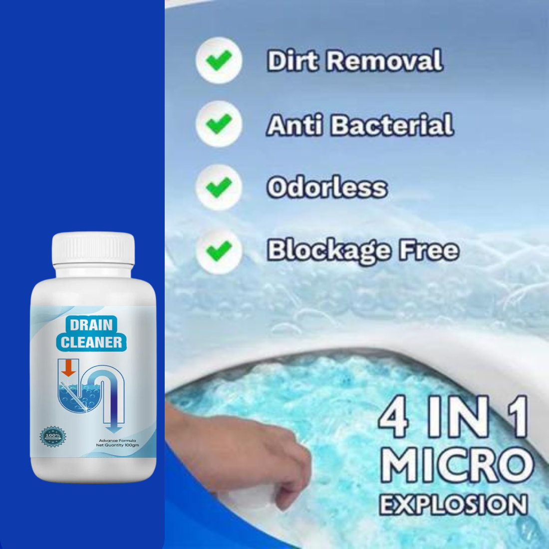 Powerful Drainage, Sinks & Pipes Blockage Removal Powder (Buy 1 Get 1 Free)