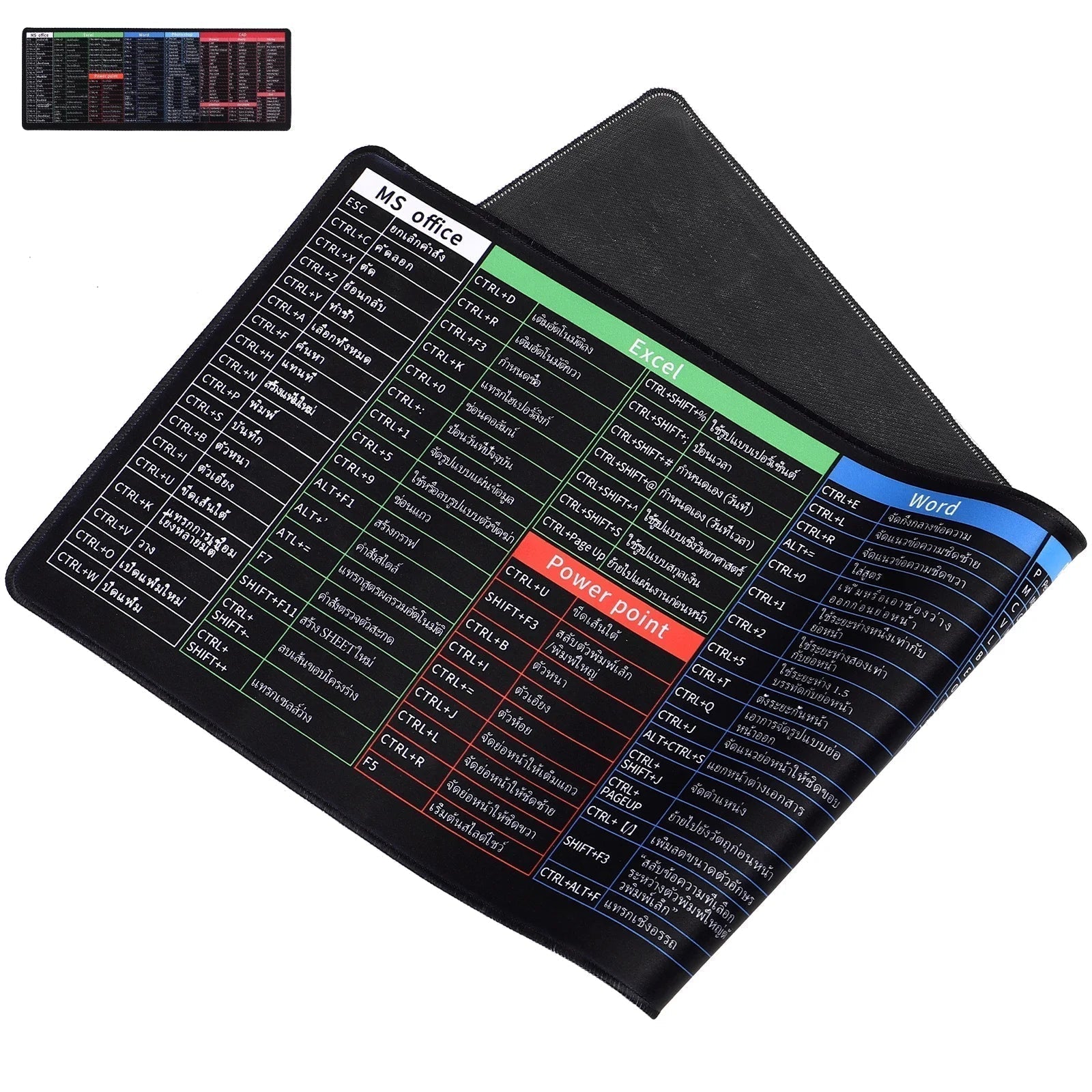 Mouse Pad with English Shortcut Keys Keyboard (Large Size)