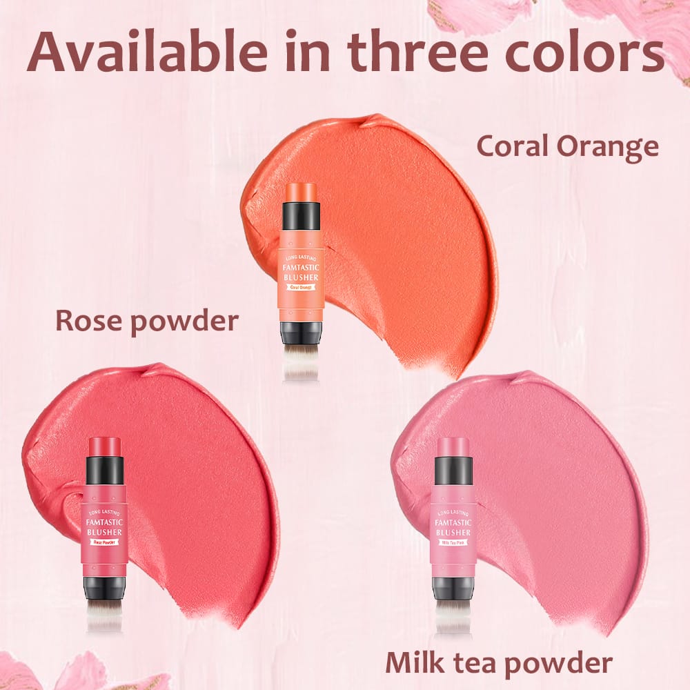 Premium 2-in-1 Korean Blendable Finish Cream Cheek Blush Stick with Brush