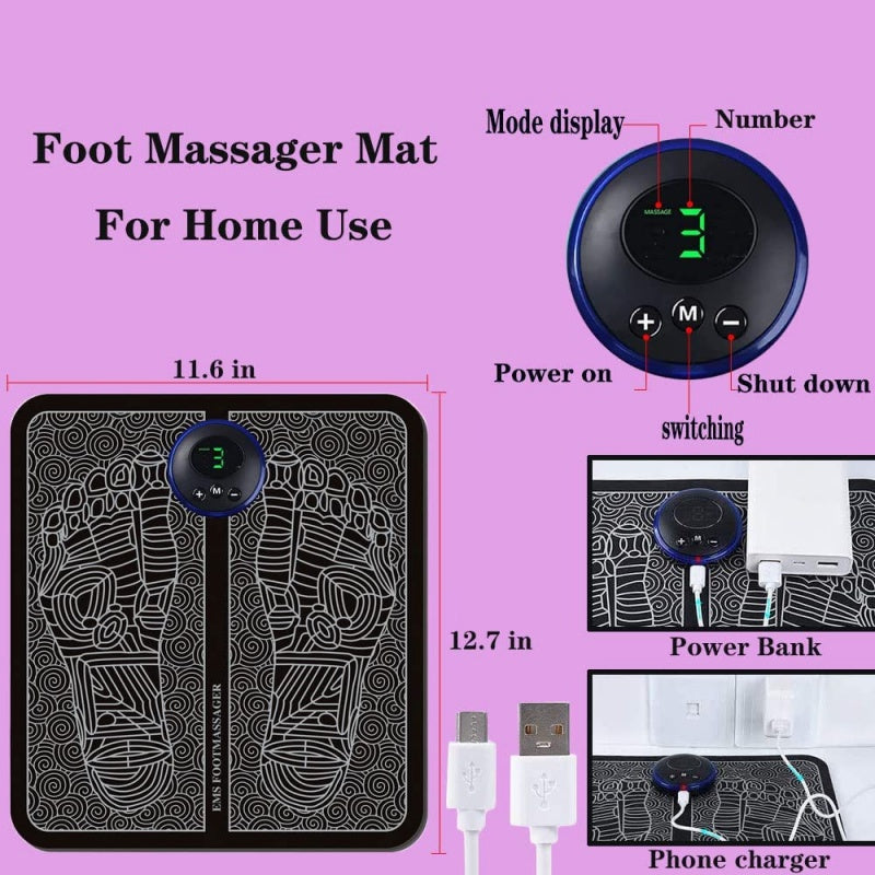 Ems Foot Massager Mat Electric USB Charging Smart Display