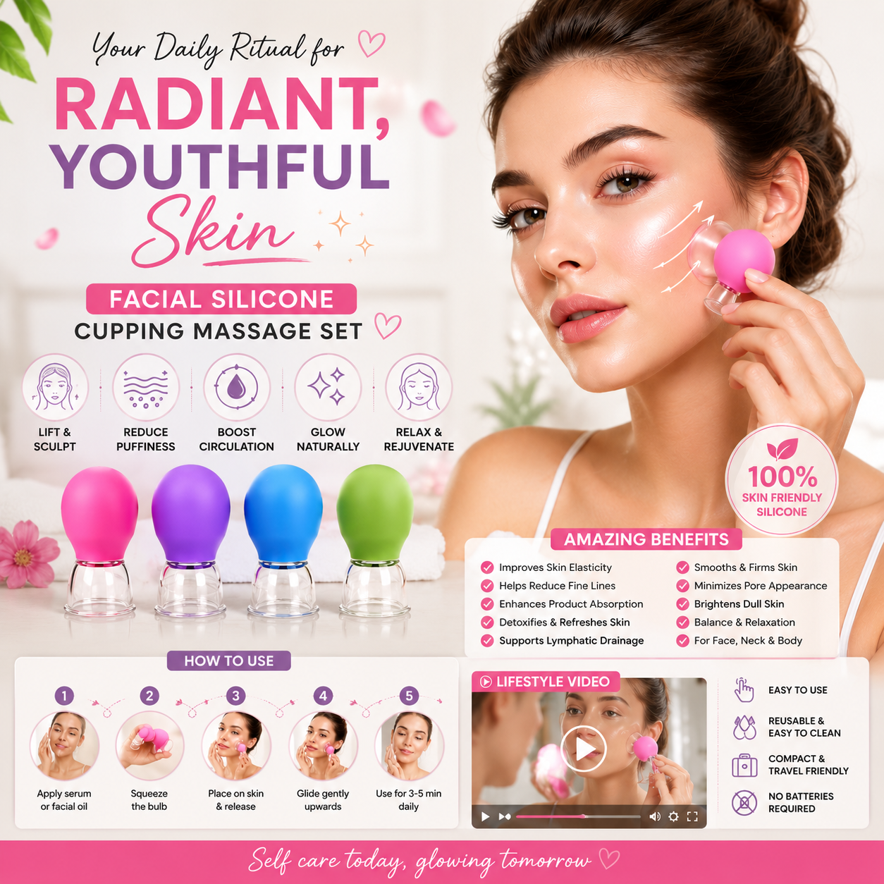 ✨ Facial Silicone Cupping Massage Set