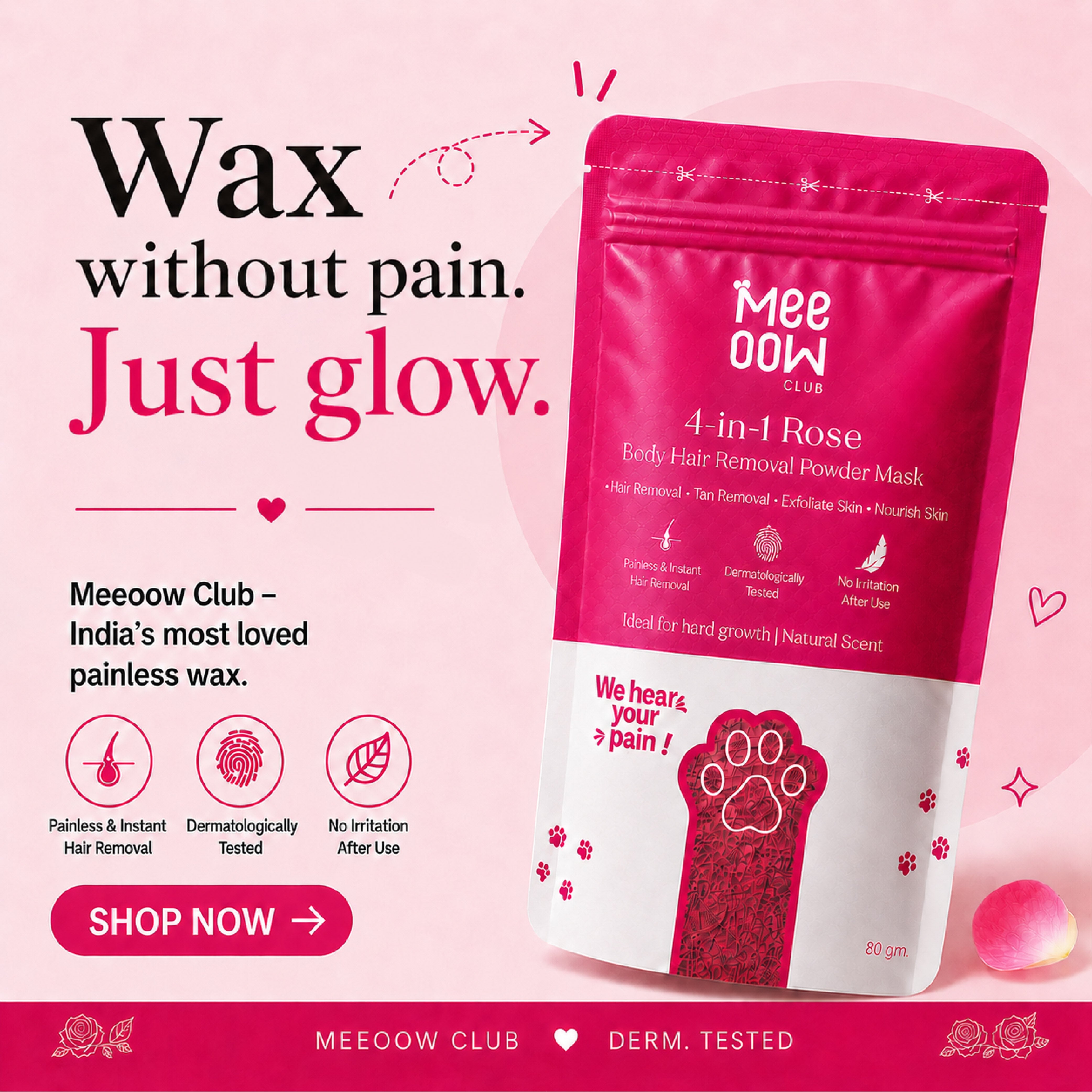 Meow Body Hair Removal Wax Powder Mask