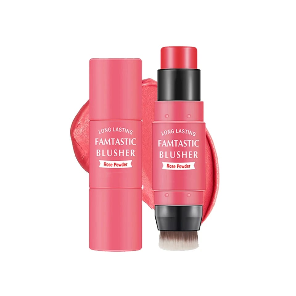 Premium 2-in-1 Korean Blendable Finish Cream Cheek Blush Stick with Brush