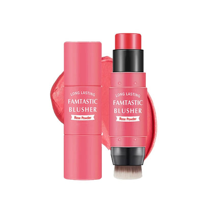 Premium 2-in-1 Korean Blendable Finish Cream Cheek Blush Stick with Brush