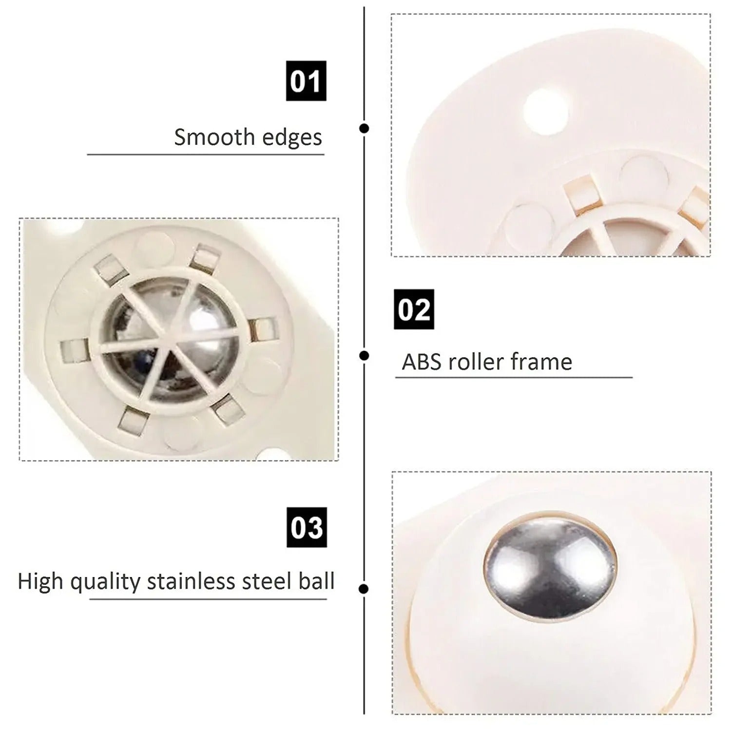 Self Adhesive Universal Wheels Casters 360 Degree Rotatable Ball Pulley
