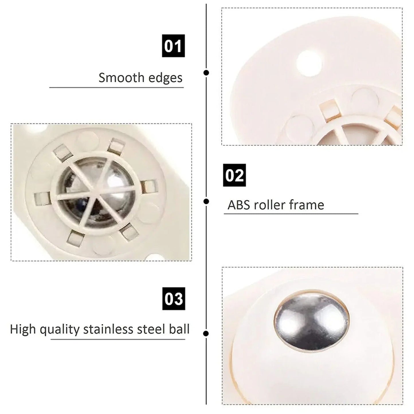 Self Adhesive Universal Wheels Casters 360 Degree Rotatable Ball Pulley