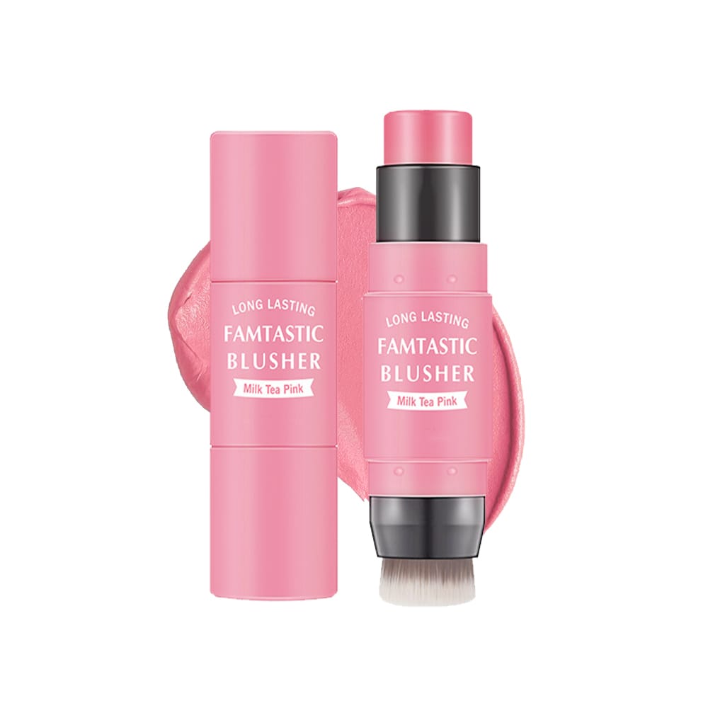 Premium 2-in-1 Korean Blendable Finish Cream Cheek Blush Stick with Brush
