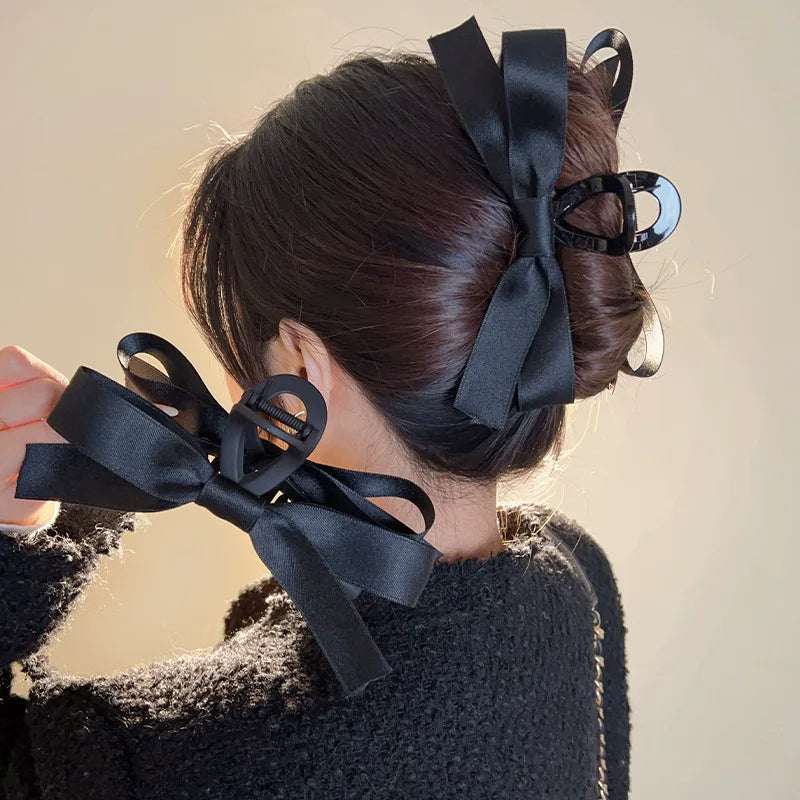 Elegant Black Bow Grab Clip Girls & Women