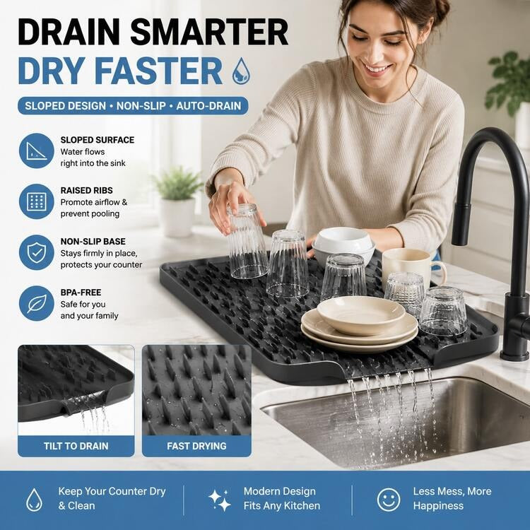 Silicone Dish Drying Waterproof Drain Mat